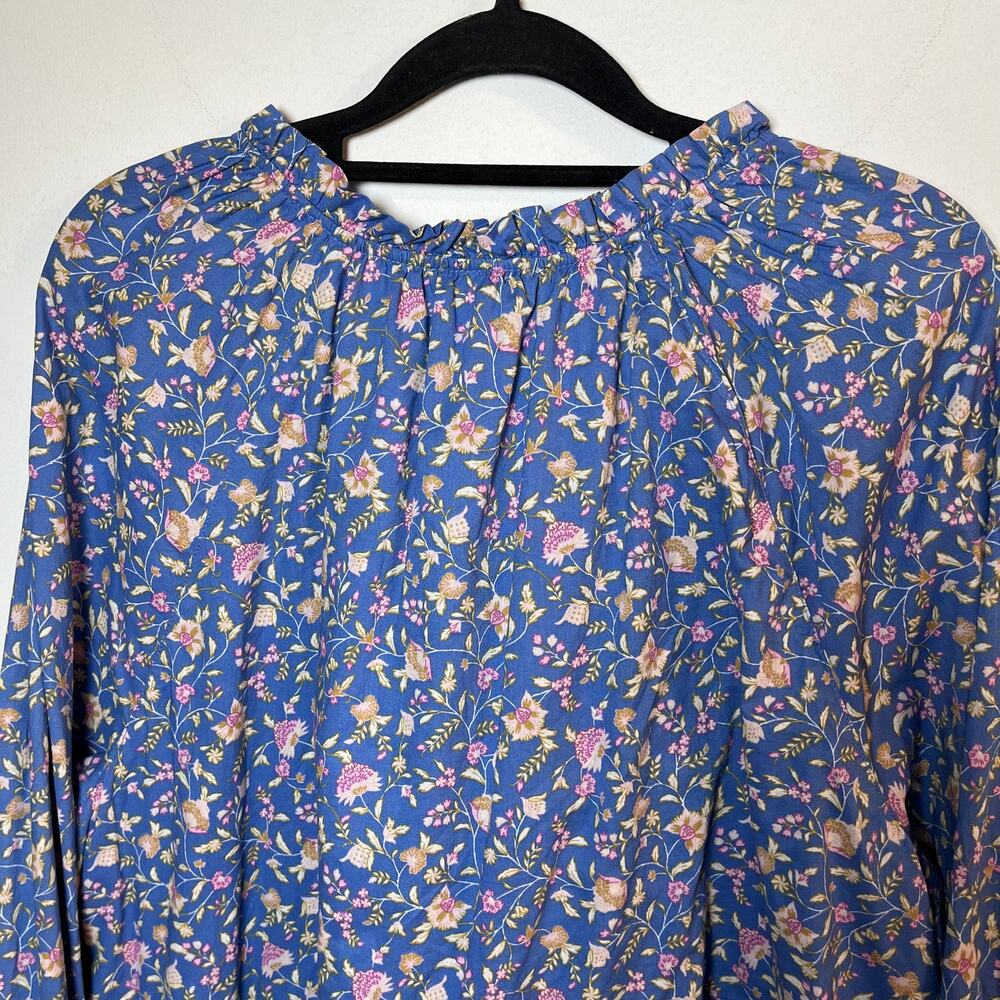 Wonderly Peasant Midi Dress Blue Floral Size 2X Cottage Boho Romantic XXL Ruffle - Picture 10 of 10